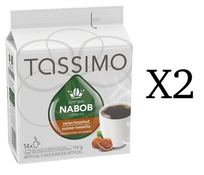 Nabob Tassimo Single Serve Swiss Hazelnut 14 T Discs 110g Pack of 2