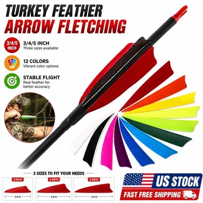 3'' 4'' 5'' Archery Arrow Natural Turkey Feathers Shield Cut Fletching Fletches DIY