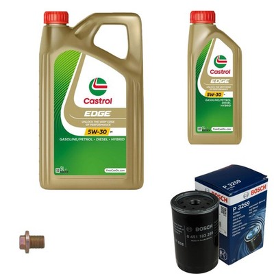BOSCH Ölfilter 6 L Castrol EDGE 5W-30 M für Ford Sierra GBG GB4 2.0i GBC 1.6