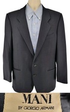 Mani By Giorgio Armani Blazer Mens 38R Navy Wool Made In Italy Sport Coat
