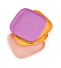 TUPPERWARE Square 8" Plates RAISED EDGES Lunch/Picnic NEW BPA FREE PASTEL COLORS