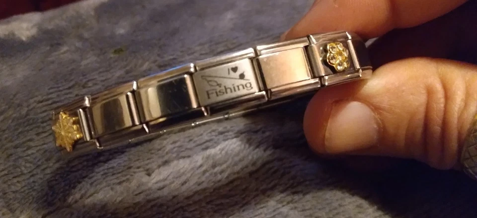 Pulseira e 4 berloques elásticos segmentados italianos Zoppini 19 elos aço inoxidável - Imagem 2 de 4