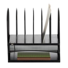 Safco Desk Organizer with USB Charging Port in Black
