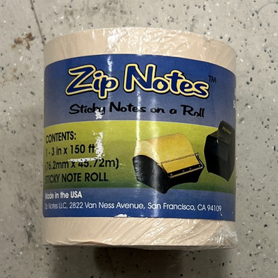 Zip Notes Sticky Notes on a Roll Refill Sticky Note Roll 3in x 150ft