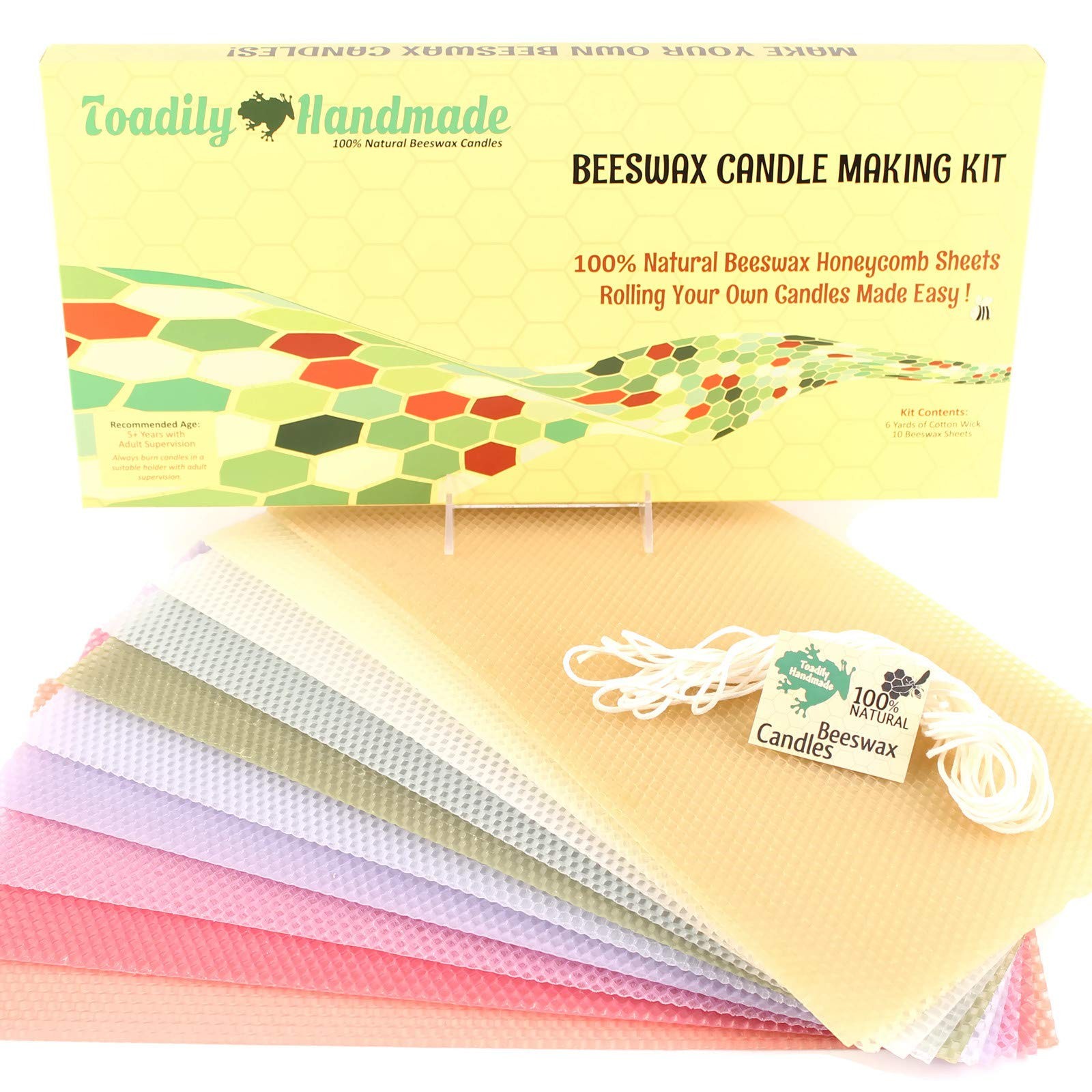 Beeswax Candle Making Kit - 10 Honeycomb Sheets (16"x8") & 1