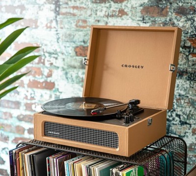 Crosley Voyager Turntable Potterybarn Color Tan Ship From USA