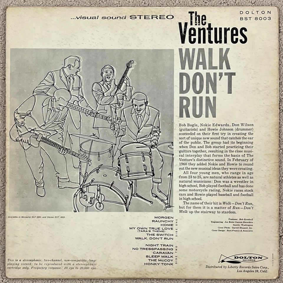 The Ventures - Walk Don't Run - 1960 STEREO 1st Pressing - Dolton BST-8003 VG/VG - Image 2 of 4