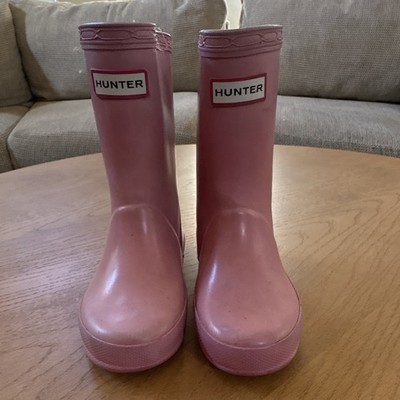 PINK CHILD'S HUNTER RAIN BOOTS, SZ 9 Fair Condition 