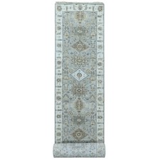 2'6"x18' Misty Gray Karjihooz Design Pure Wool Hand Knotted XL Runner Rug R10075