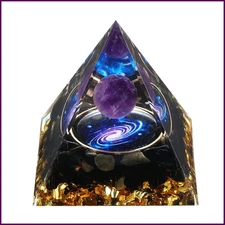 Orgone Pyramid Amethyst Sphere Crystal for Healing, Protection, Meditation