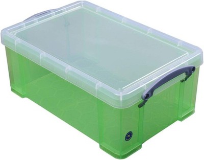 Really Useful Box Kunststoff Aufbewahrungsbox 9 Liter grün mit grauen Griffen
