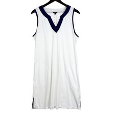 NWT Talbots Womens Mini White Tank Shift Dress w Pockets Cotton - Size L