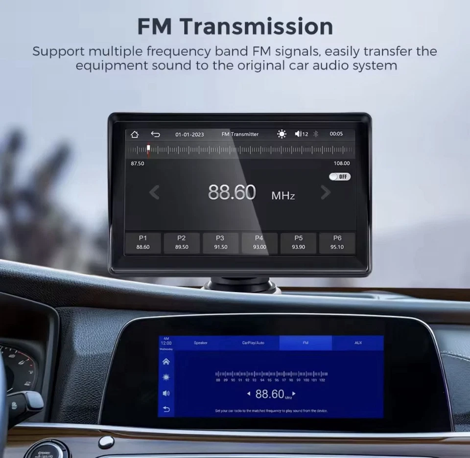 Car Radio 7 inch Wireless CarPlay Android Auto Portable Car Stereo Multimedia - Immagine 4 di 4