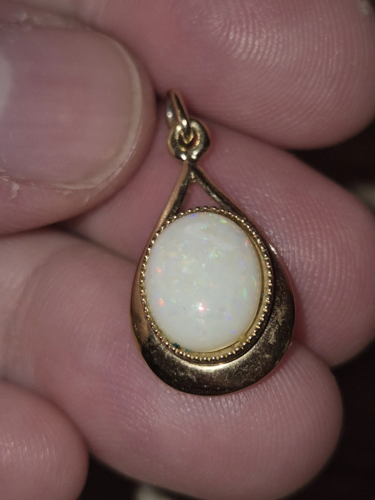 Small Gold Vermeil Plated Sterling Silver Opal Pendant