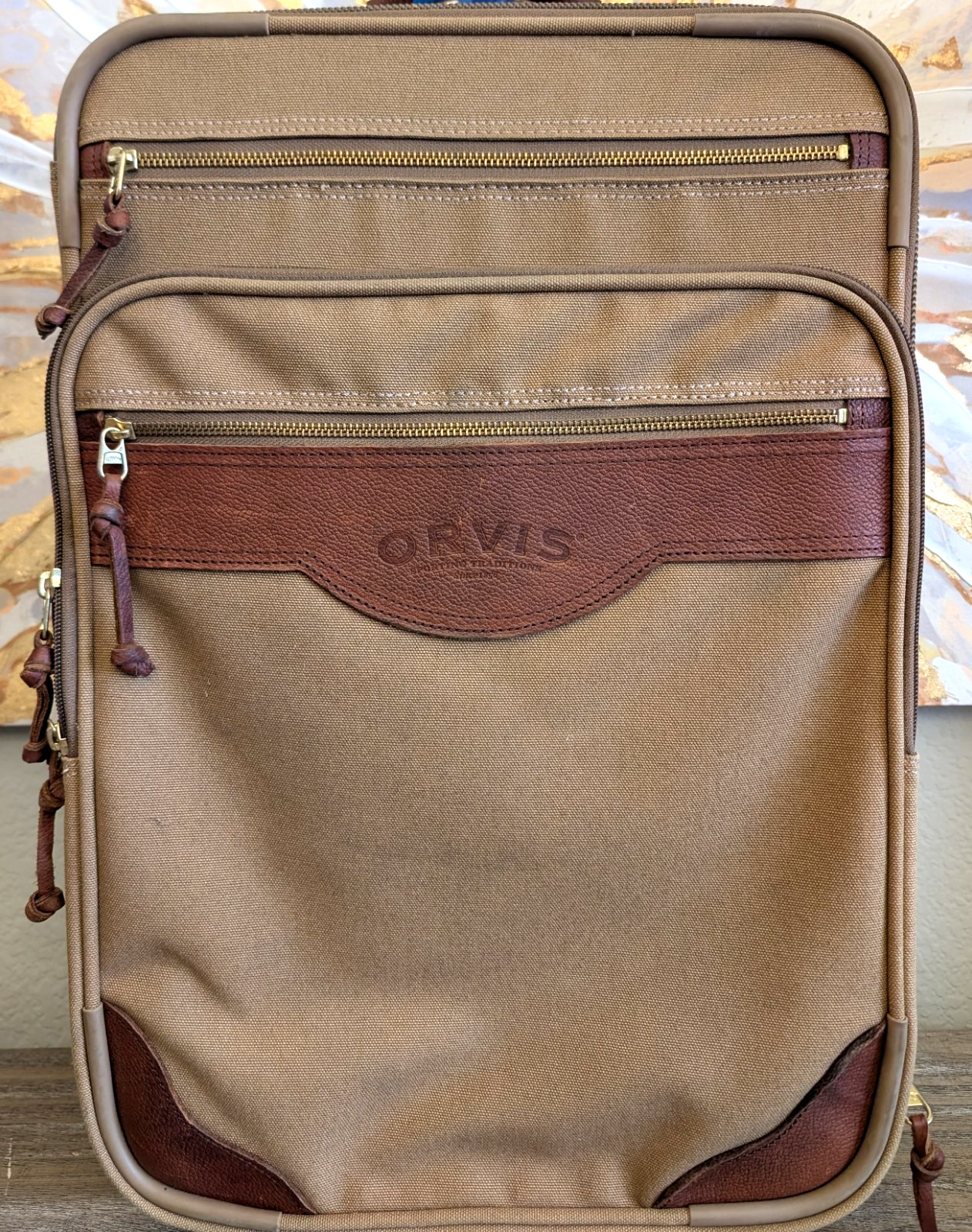 Orvis Battenkill Carry-On Luggage Suitcase Canvas Leather Tr