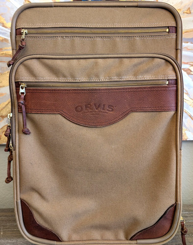 Orvis Battenkill Carry-On Luggage Suitcase Canvas Leather Trim Plaid Interior