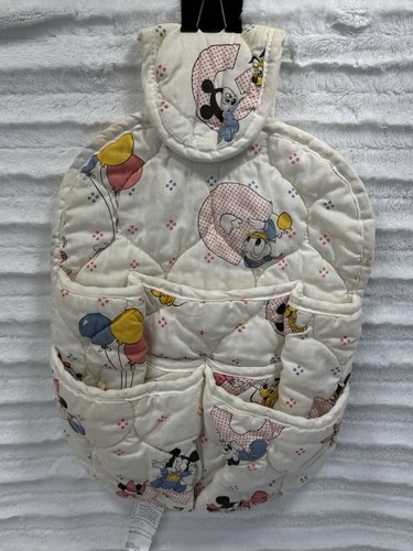 Vtg Disney Quilted Nursery Hanger Organizer Mickey Minnie Kid Pouch Pockets READ