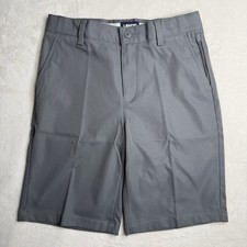 LANDS END Classic Gray School Uniform Plain Solid Chino Shorts Boy  s Size 12