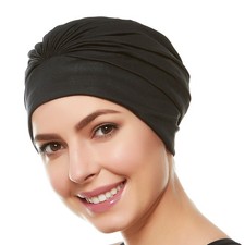 Swim Caps for Women Swimming Turban Polyester Latex Lined Pleated for Ladies ...