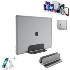 Laptop Stand Vertical Aluminum Adjustable MacBook Notebook + Phone Holder Set