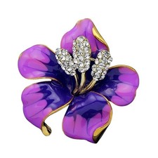 Fancy Vintage Rose Flower Colourful Women Brooch Pin Purple 