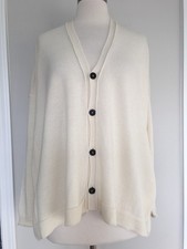 PAS DE CALAIS IVORY 100 WOOL OVERSIZED V NECK CARDIGAN SIZE 38 L MADE IN JAPAN