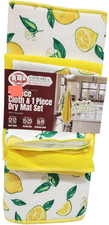 3pc Kitchen Set: Drying Mat 15"x20" 2 Different Dishcloths, LEMONS, Uniware