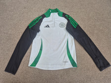 CELTIC ADIDAS FOOTBALL TRAINING 1/4 ZIP TOP JACKET BOYS 11-12 YEARS WHITE/CARBON
