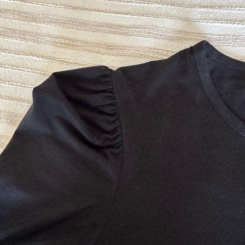 Rebecca Taylor Black Puff Shoulder Long Sleeve Top XS Cotton Blend - Picture 5 of 10