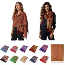 12-Pack Assorted Metallic Paisley Pashmina Scarves Shawls