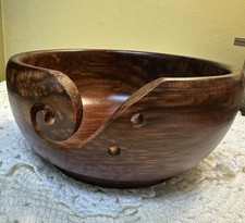 Wooden Knitting Yarn Bowl - Swirl Hooks -Christmas Present   