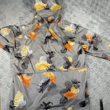 Columbia Women s Medium Windbreaker Full Zip Jacket Leaf Floral Lightweight Hood