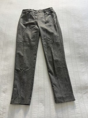 Madeleine grau Fischgrätmuster Wolle Seide Mischung Smart Hose Größe 8 29L gefüttert