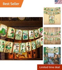St. Patrick's Day Decorations - 15pcs Lucky Shamrock Banner, Green Cartoon Ir...