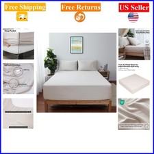 Twin XL Light Beige 100 Egyptian Cotton Fitted Sheet, 600 TC, 16" Deep Pocket