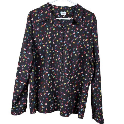 CAbi Ferris Button Down Top Confetti Print Size XL Streetwear