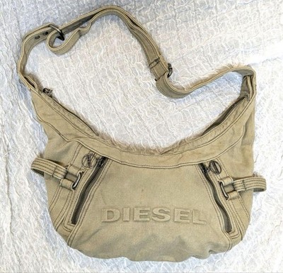 DIESEL Archive Denim Shoulder Bag Y2K 00s khaki Crescent Moon from