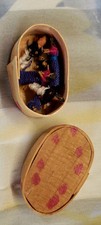 Vintage Guatemalan Worry Wish Stress Dolls Wooden Box With 6 Tiny Mini Handmade