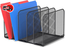 5 Sections Desk File Holder/Rack/Sorter,Mesh File Organizer,File Folder Organize