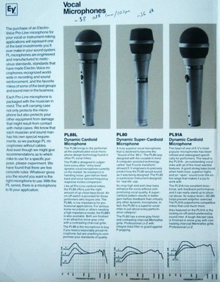 Vintage 1980s Electro Voice PL80 dynamic cardioid microphone Lo Z