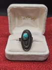 Vintage Hopi Sterling Silver Turquoise Ring Adjustable Size
