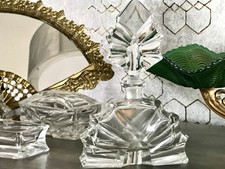 EDEL Art Déco antik 4Teile Kristallglas Frisiertisch  Garnitur Dose Flacon