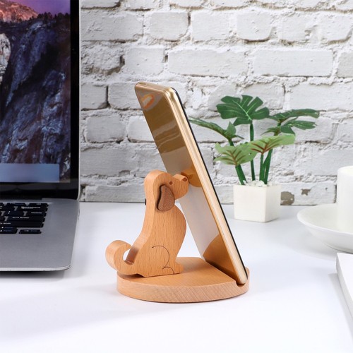 Wooden Phone Stand Cartoon Dog Holder Handyhalter Student Reisen Süß - 第 12/12 張圖片