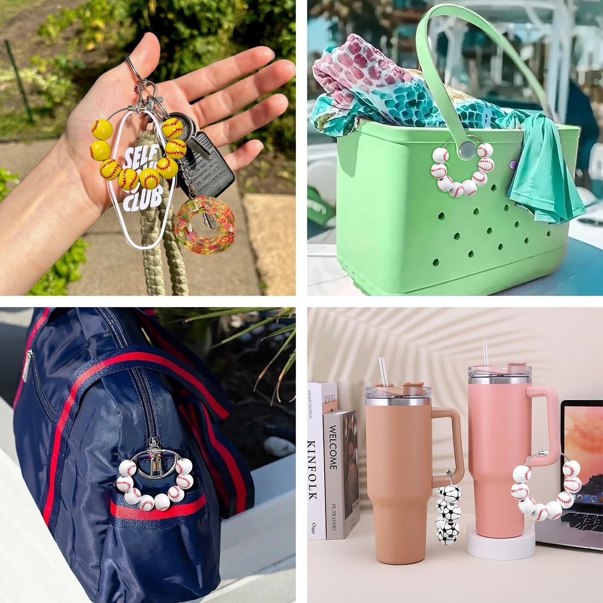 TEBIEKOY Sports Charms for Bogg Bag, Wooden Beads Accessories