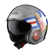 LS2 Spitfire Bomb Rider Brushed Alloy Open Fa...