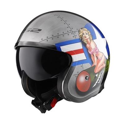 LS2 Spitfire Bomb Rider Brushed Alloy Open Face Helmet Adult Sizes XS & SM