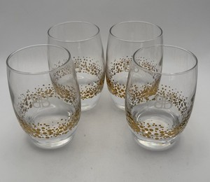 BB Bailey’s Irish Cream Low Ball Bar Glasses Heavy Gold Dots Confetti Set of 4