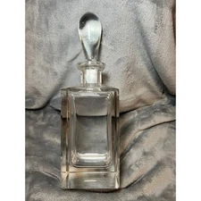 Vintage Heavy Crystal Square Whiskey Decanter w/ Solid Teardrop Stopper