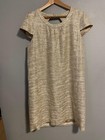 Kate Spade New York Dress Womens 12 Gold Metallic Short Sleeve Keyhole Bow READ