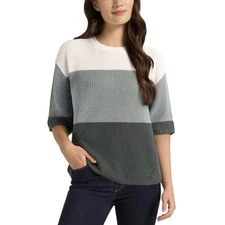 NEW Matty M Women's XXL Colorblock Sweater Polyester Crewneck (Grey, Blue,White)